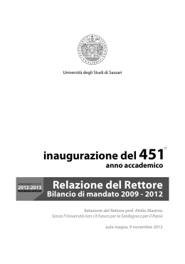 inaugurazione del 451&deg; Relazione del Rettore