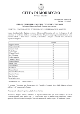 Delibera n.58 del 27-11-2015 Comunicazioni, interpellanze, mozioni