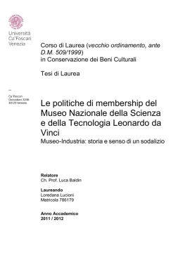 Le politiche di membership del Museo Nazionale della Scienza e