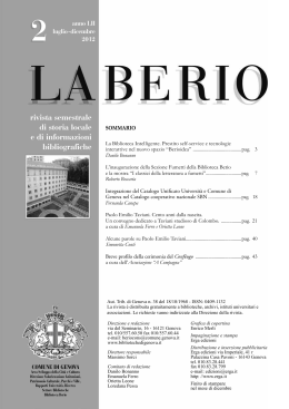La Berio n. 2-2012 - Sistema Bibliotecario Urbano