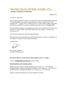 Manager, Committees on Publication Febbraio