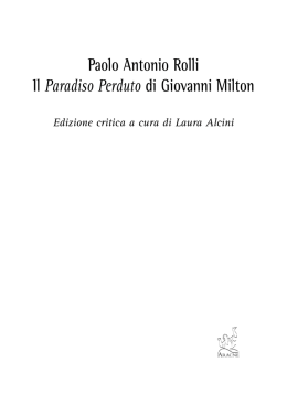 Paolo Antonio Rolli Il Paradiso Perduto di Giovanni