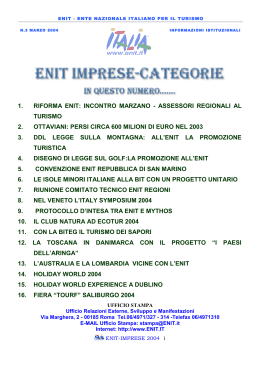 la newsletter dell`Enit - Conferenza delle Regioni e delle Province