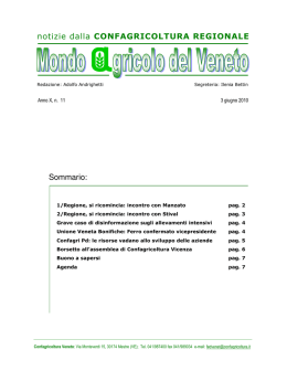 notizie dalla CONFAGRICOLTURA REGIONALE Sommario: