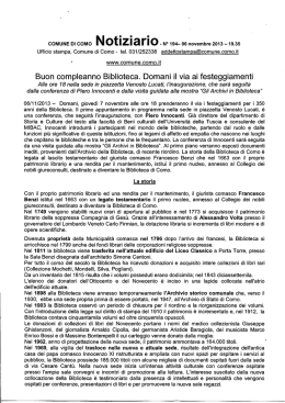 Buon compleanno Biblioteca. Domani il via ai festeggiamenti