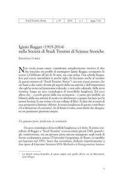 (1919-2014) nella Società di Studi Trentini di Scienze Storiche