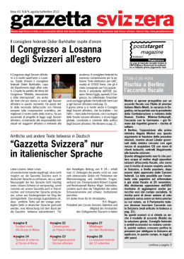 Il Congresso a Losanna degli Svizzeri all`estero &ldquo;Gazzetta Svizzera