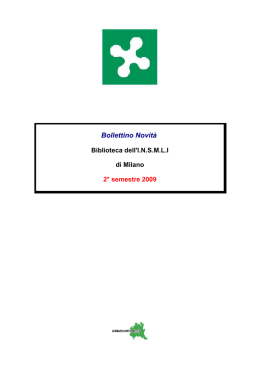 Bollettino Novità - Biblioteche Regione Lombardia