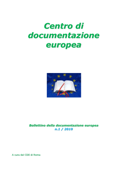 Bollettino della documentazione europea n. 1/2010