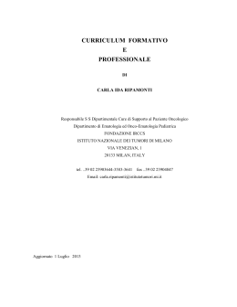 CV (scarica PDF) - Istituto Nazionale dei Tumori