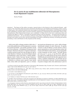 Paolo Ripamonti Carpano - Universit&agrave; Ca` Foscari di Venezia