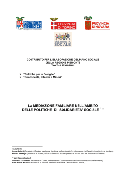 la mediazione familiare nell`ambito delle politiche di