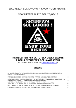 sicurezza sul lavoro – know your rights ! newsletter n
