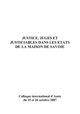 justice, juges et justiciables dans les etats de la maison de savoie