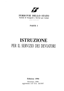 Norme per il servizio dei deviatori - Ferrovie dello Stato Italiane
