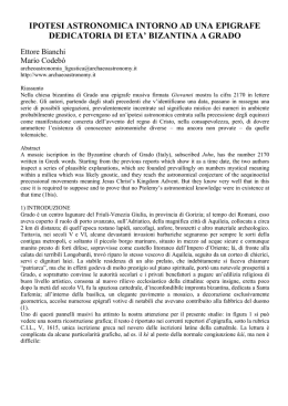 Ipotesi astronomica intorno ad una epigrafe dedicatoria di et&agrave;