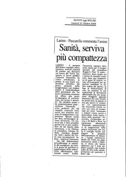 Sanit&agrave;, servwa pi&ugrave; compattezza - Azienda Sanitaria Regionale del