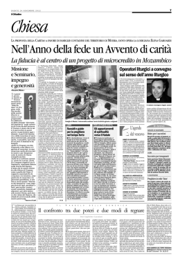 Nell`Anno della fede un Avvento di carit&agrave;
