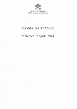 RASSEGNA STAMPA Mercoled&igrave; 2 aprile 2014