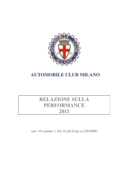 relazione sulla performance 2011 - Automobile Club Milano