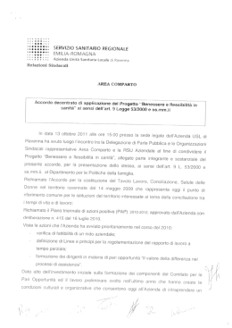 Accordo “Benessere e flessibilità in sanità”
