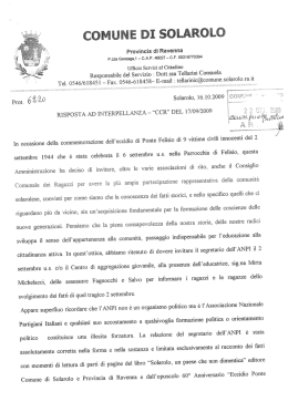 Risposta dell`Assessore alle Politiche Giovanili