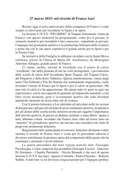 vi premio letterario "franco auci", 2015