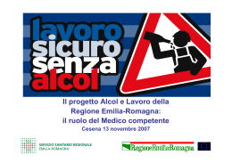 Il Progetto regionale Alcol e Lavoro il ruolo del Medico Competente