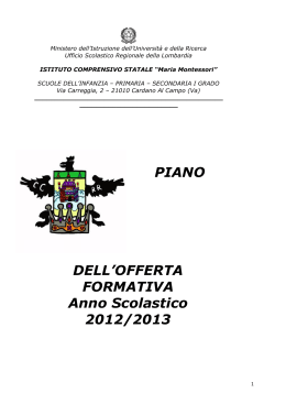 PIANO DELL`OFFERTA FORMATIVA Anno Scolastico 2012/2013
