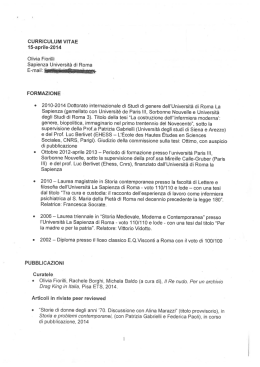 CURRICULUM VITAE 15-apriIe-ZO`I4 Olivia Fiorilli Sapienza
