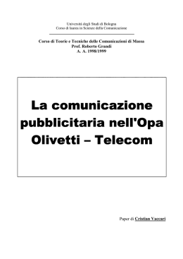 La comunicazione pubblicitaria nell`Opa Olivetti