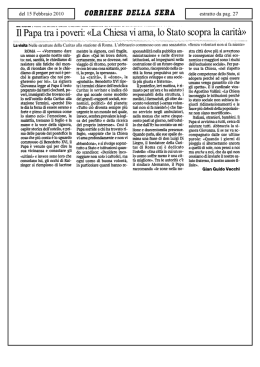 Il Papa tra i poveri: &laquo;La Chiesa vi ama, lo Stato