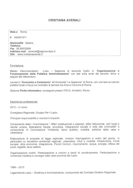 Curriculum Vitae - Consiglio Regionale del Lazio