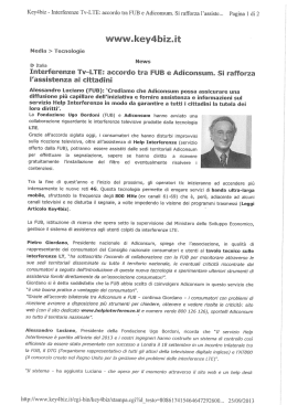 Key4biz - Interferenze TV-LTE: accordo tra FUB e