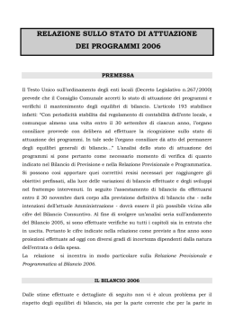 relazione sullo stato di attuazione dei programmi 2006