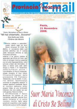 Visite Fraterne - Terz`Ordine dei Minimi &ndash; Fraternit&agrave; di Sambiase