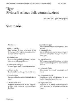 Tigor Rivista di scienze della comunicazione Sommario