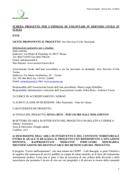 SCHEDA PROGETTO PER L`IMPIEGO DI VOLONTARI IN SERVIZIO