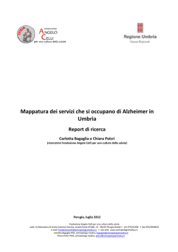 Mappatura dei servizi che si occupano di Alzheimer in Umbria