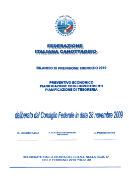 deliberato dal Consiglio Federale in data 28 novembre 2009