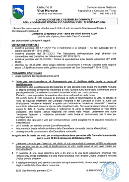 convocazione dell `assemblea comunale per la votazione federale e