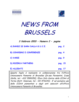 news from brussels - Camere di Commercio