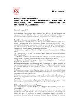 La nota stampa della Fondazione FS Italiane ( 105 KB )