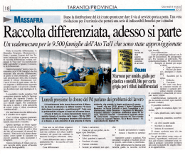 NUOVO QUOTIDIANO DI PUGLIA - "Raccolta Differenziata, adesso