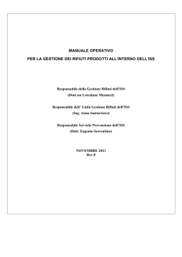 manuale operativo per la gestione dei rifiuti prodotti all`interno dell`iss