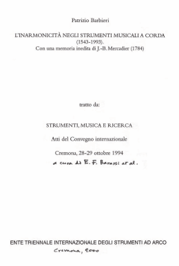 L`inarmonicit&agrave; degli strumenti musicali a corda