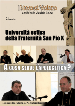Nova et Vetera - Fraternit&agrave; Sacerdotale San Pio X
