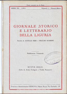 giornale storico e letterario della liguria