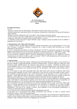 STATUTO della LAV LEGA ANTI VIVISEZIONE Onlus Preambolo
