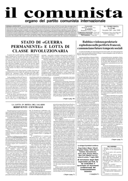 stato di &laquo;guerra permanente&raquo; e lotta di classe rivoluzionaria